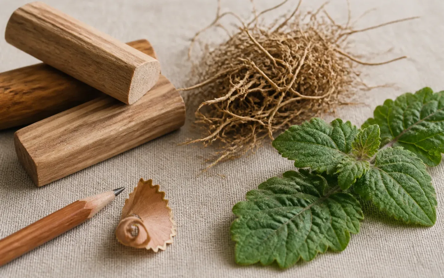 Cedro seco, sândalo polido, raízes de vetiver e folhas de patchouli